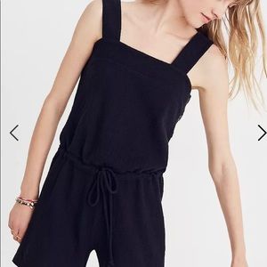 Madewell Black Side-Button Drawstring Romper Medium
